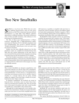 The Best of Comp.Lang.Smalltalk: Two New Smalltalks
