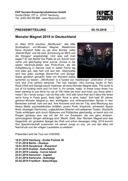 Monster Magnet 2019 in Deutschland