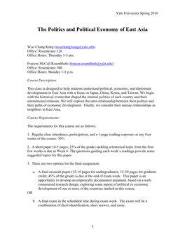 The Politics and Political Economy of East Asia