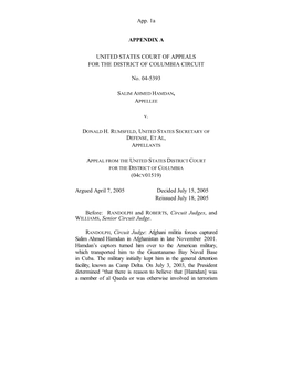 App. 1A APPENDIX a UNITED STATES COURT OF