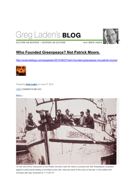 Who Founded Greenpeace? Not Patrick Moore