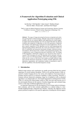 A Framework for Algorithm Evaluation and Clinical Application Prototyping Using ITK