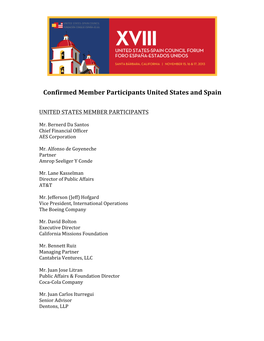 Confirmed Member Participants United States and Spain