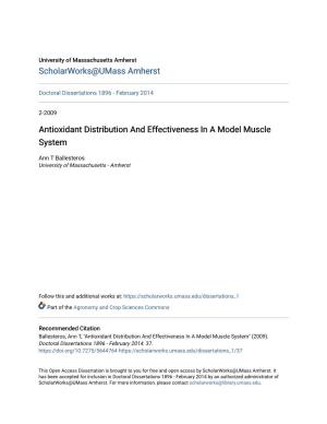 Antioxidant Distribution and Effectiveness in a Model Muscle System