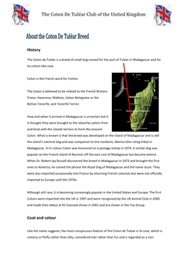 The Coton De Tuléar Club of the United Kingdom