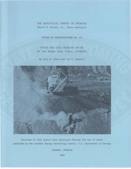 The Geological Survey of Wyoming Coals and Coal