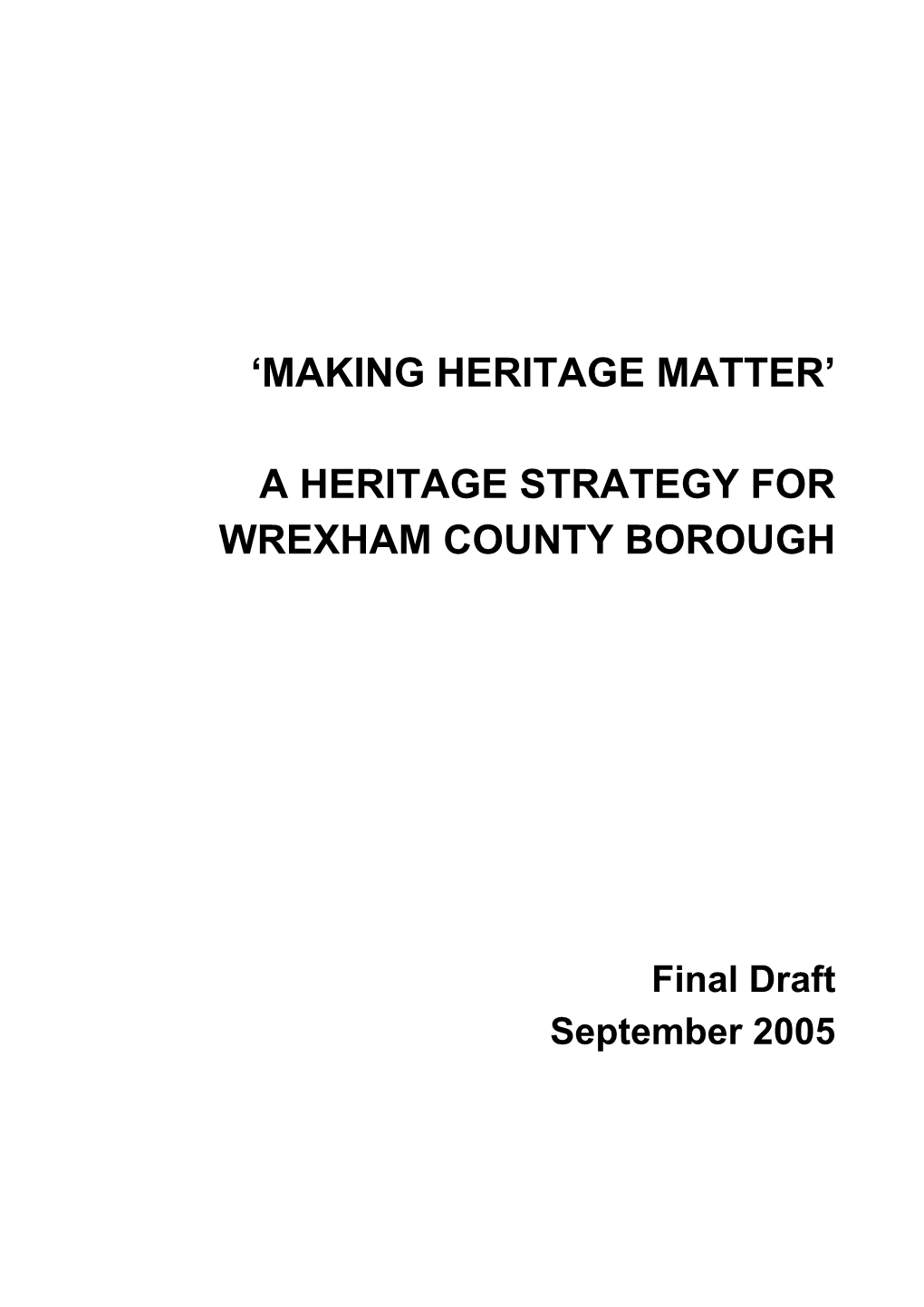 A Heritage Strategy for Wrexham County Borough