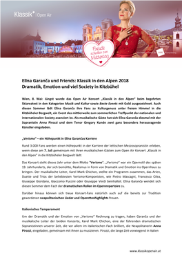 Elīna Garanča Und Friends: Klassik in Den Alpen 2018 Dramatik, Emotion Und Viel Society in Kitzbühel