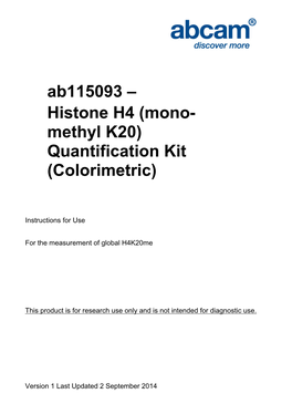 Mono- Methyl K20) Quantification Kit (Colorimetric