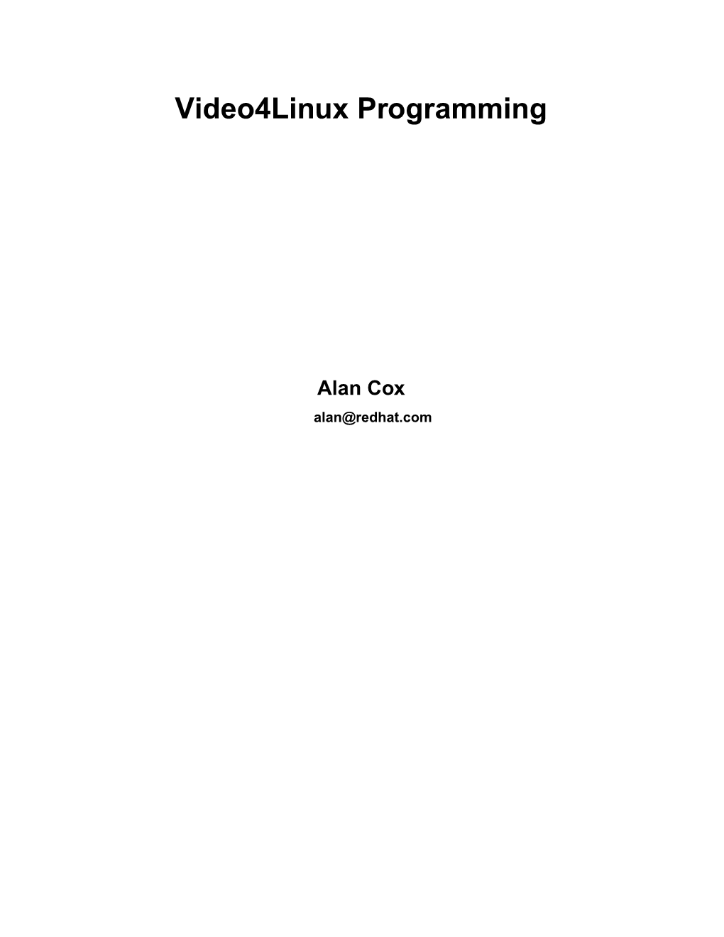 Video4linux Programming