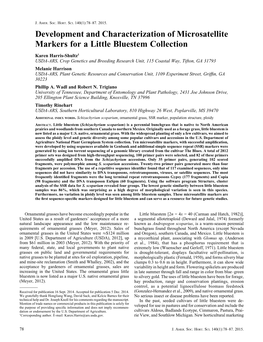 Development and Characterization of Microsatellite Markers for a Little Bluestem Collection