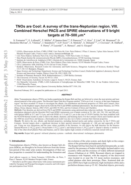 Tnos Are Cool: a Survey of the Trans-Neptunian Region. VIII