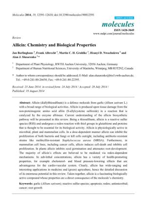 Allicin: Chemistry and Biological Properties