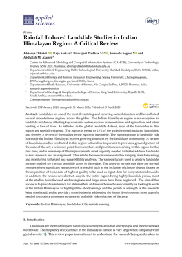 Rainfall Induced Landslide Studies in Indian Himalayan Region: a Critical Review