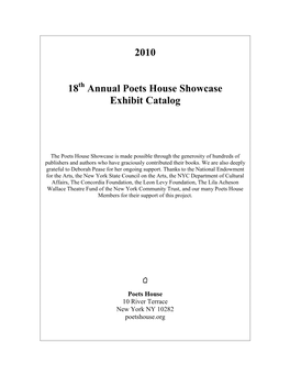 2010 18 Annual Poets House Showcase Exhibit Catalog