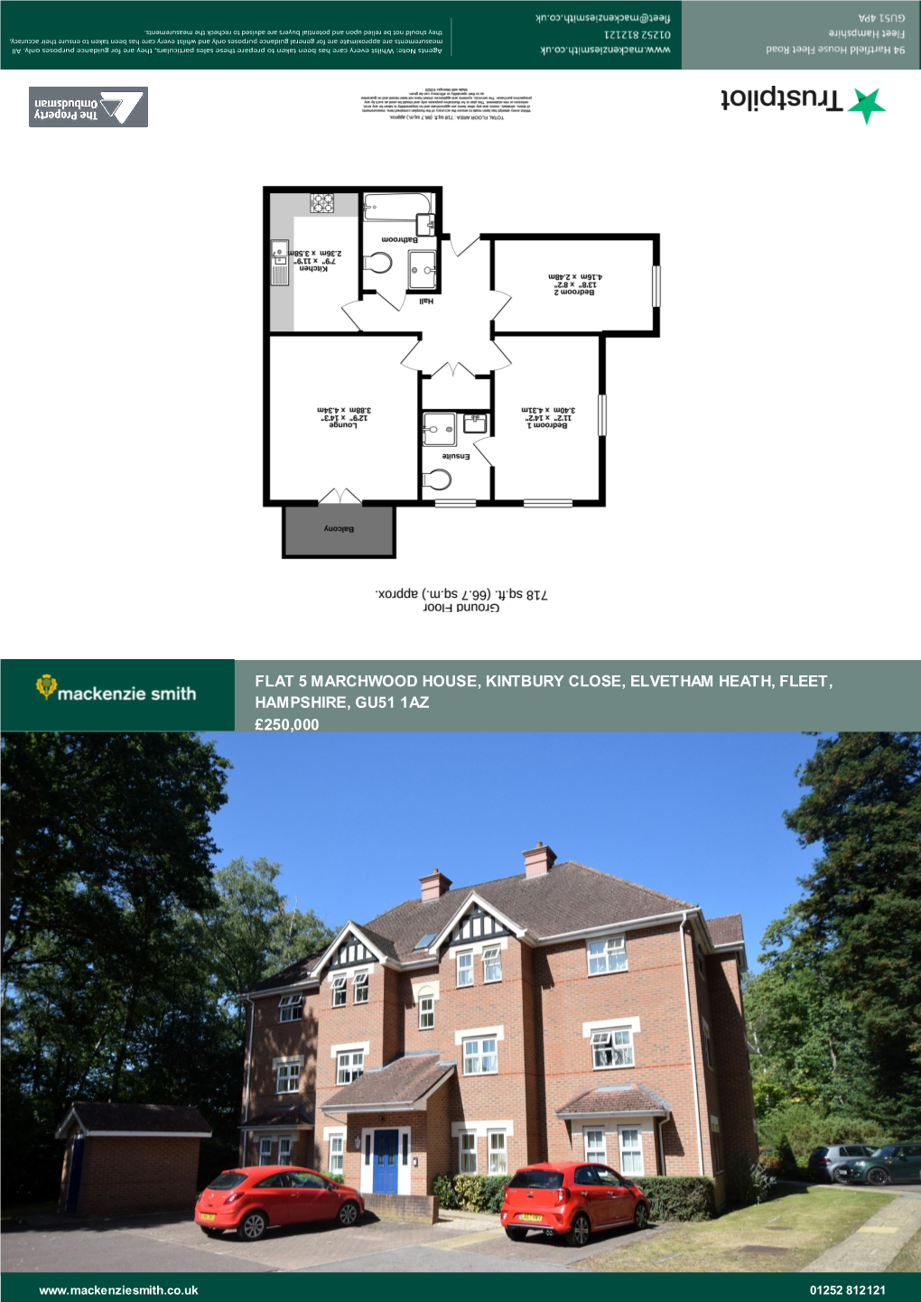 Flat 5 Marchwood House, Kintbury Close, Elvetham Heath, Fleet, Hampshire, Gu51 1Az £250,000