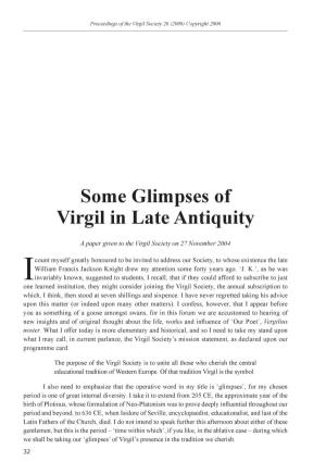 Some Glimpses of Virgil in Late Antiquity