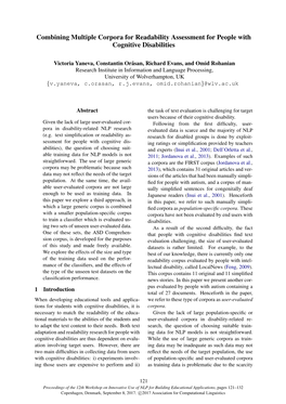 Combining Multiple Corpora for Readability Assessment for People with Cognitive Disabilities