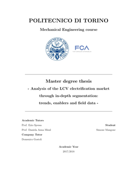 Master Degree Thesis - Analysis of the LCV Electriﬁcation Market Through In-Depth Segmentation: Trends, Enablers and ﬁeld Data