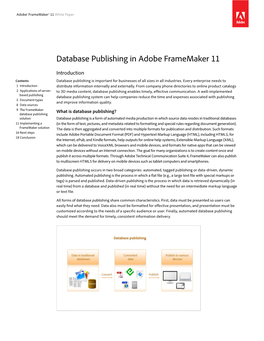 Database Publishing in Adobe Framemaker 11