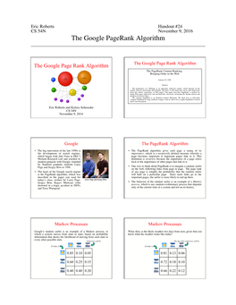 The Google Pagerank Algorithm