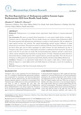 The First Reported Case of Trichosporon Asahii in Systemic Lupus Erythematosus (SLE) from Riyadh, Saudi Arabia