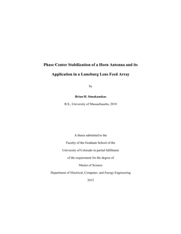 Phase Center Stabilization of a Horn Antenna and Its Application in a Luneburg Lens Feed Array Written by Brian H