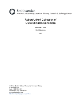 Robert Udkoff Collection of Duke Ellington Ephemera