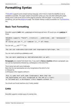 Formatting Syntax Formatting Syntax