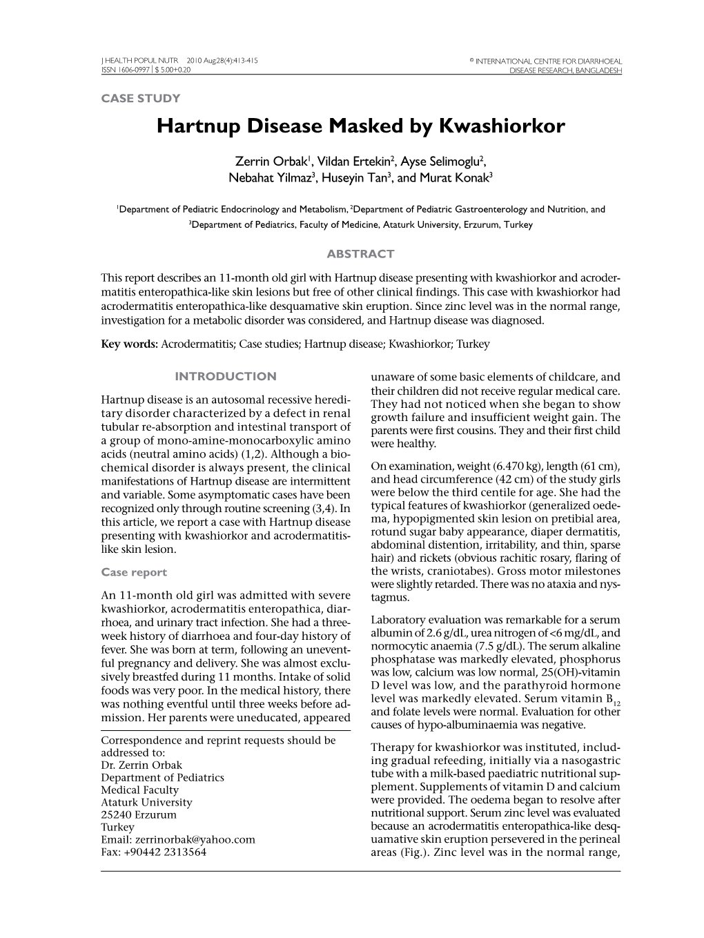 Hartnup Disease Masked by Kwashiorkor