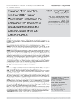 Evaluation of the Probation Results of 2010 in Samsun Mental
