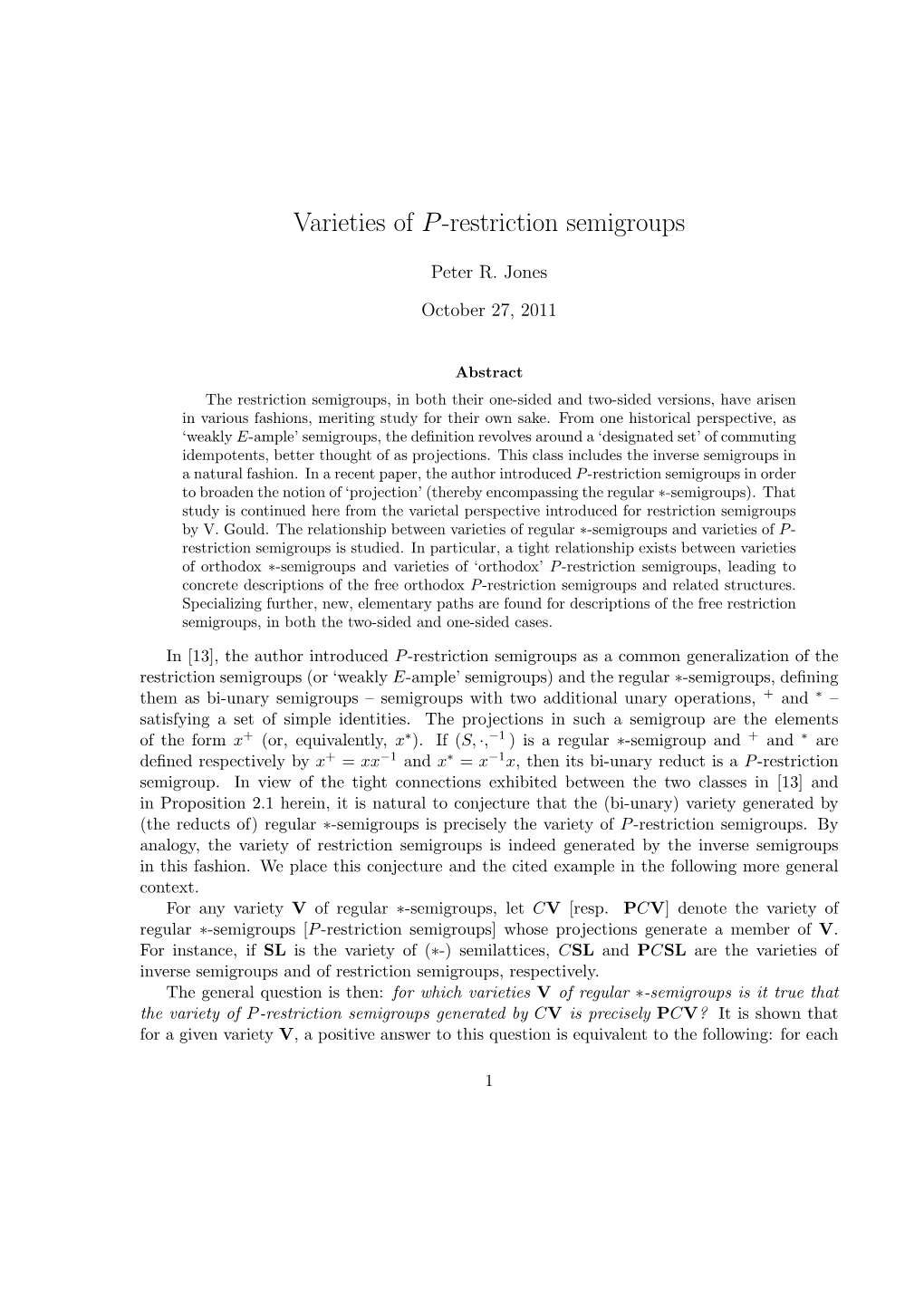 Varieties of P-Restriction Semigroups