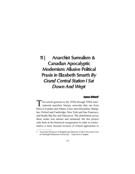 11 | Anarchist Surrealism & Canadian Apocalyptic Modernism: Allusive