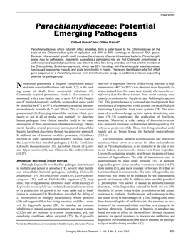 Parachlamydiaceae: Potential Emerging Pathogens Gilbert Greub* and Didier Raoult*