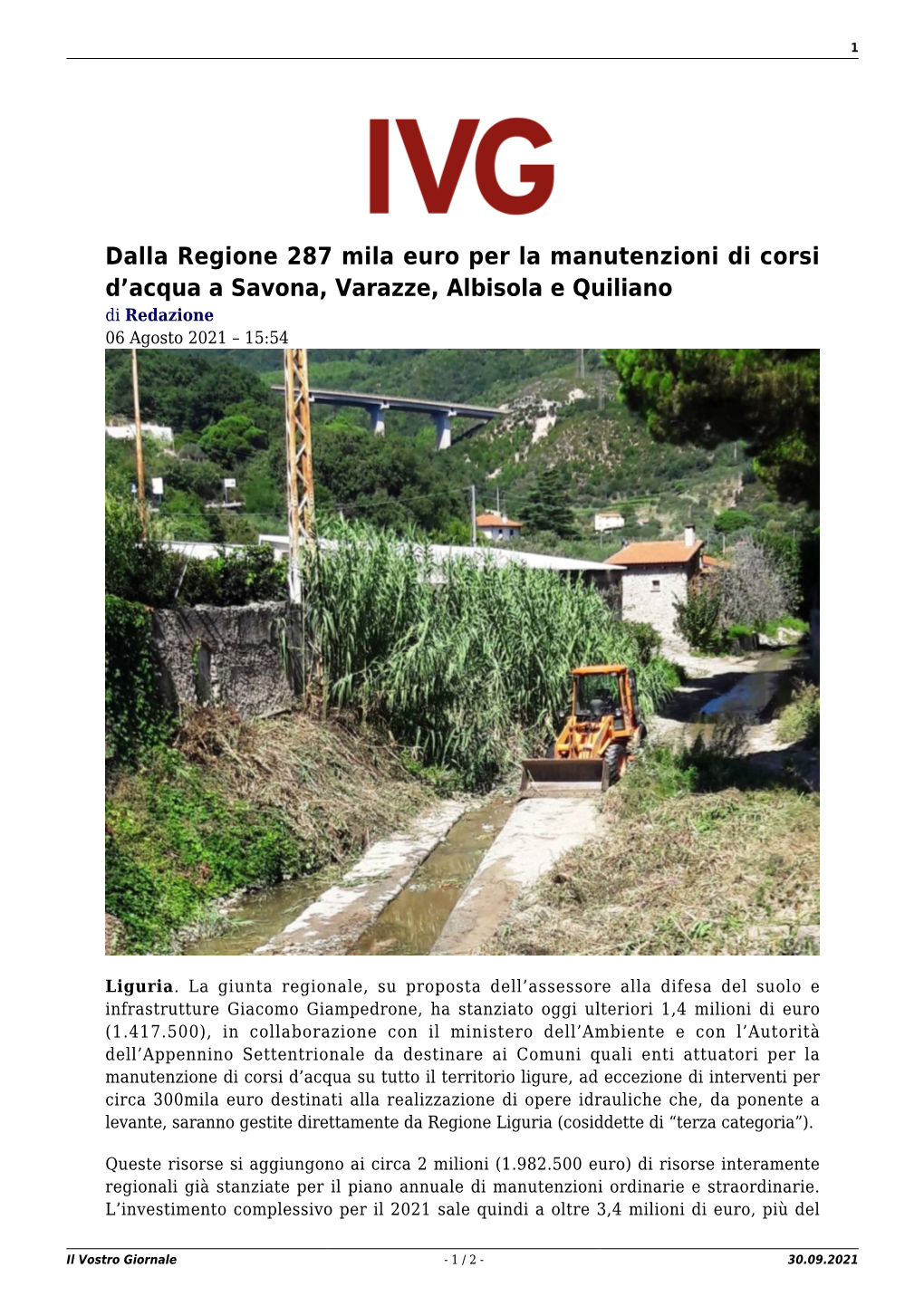 Il Vostro Giornale - 1 / 2 - 30.09.2021 2