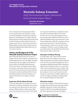 Westside Subway Extension Draft Environmental Impact Statement/ Environmental Impact Report > Executive Summary September 2010