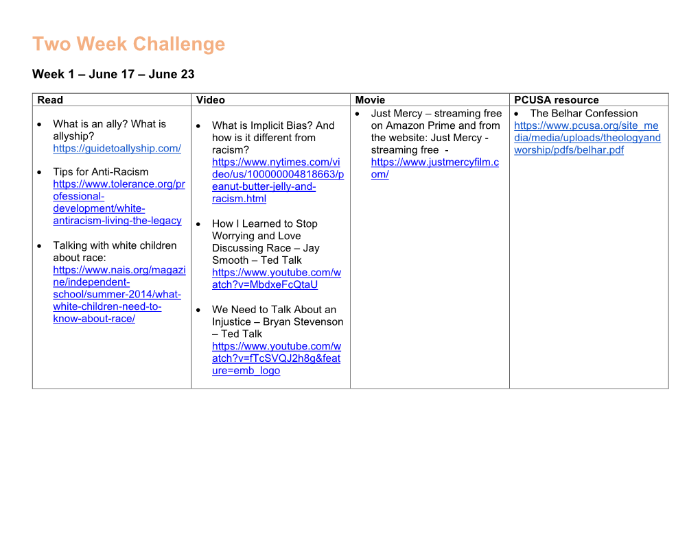 Two Week Challenge