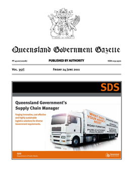 Queensland Government Gazette Extraordinary PP 451207100087 PUBLISHED by AUTHORITY ISSN 0155-9370
