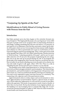 Conjuring up Spirits of the Past" Identifications in Public Ritual of Living Persons with Persons from the Past