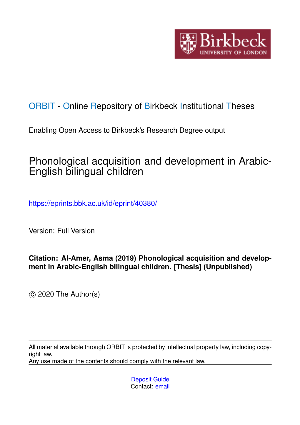 Phonological Acquisition and Development in Arabic- English Bilingual Children