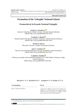 Formation of the Yukaghir National School