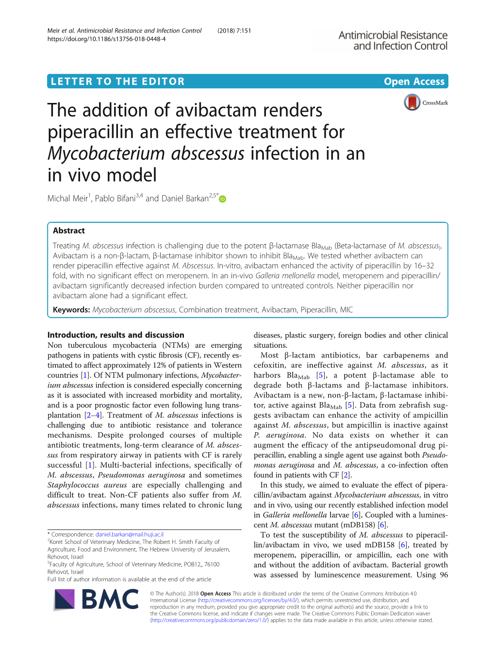 The Addition of Avibactam Renders Piperacillin an Effective Treatment