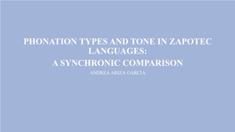 Phonation Types and Tones in Zapotec Languages