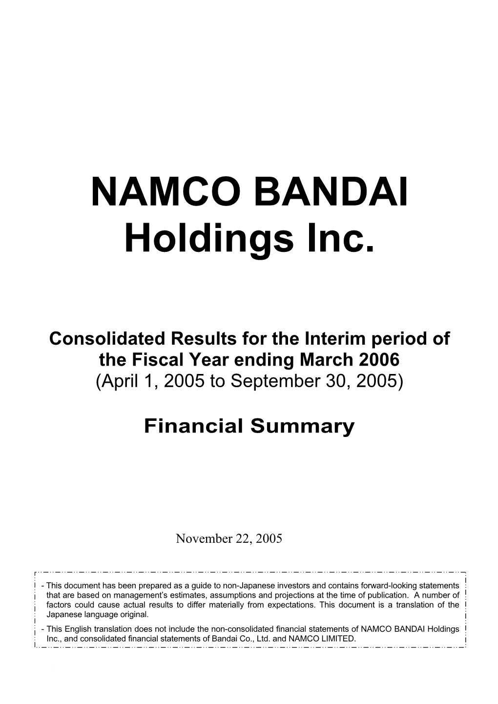 NAMCO BANDAI Holdings Inc