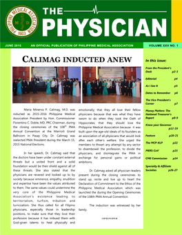 CALIMAG INDUCTED ANEW in This Issue
