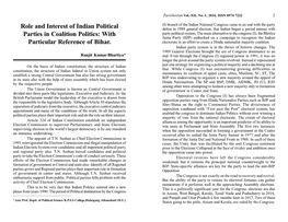 Role and Interest of Indian Political Parties in Coalition Politics