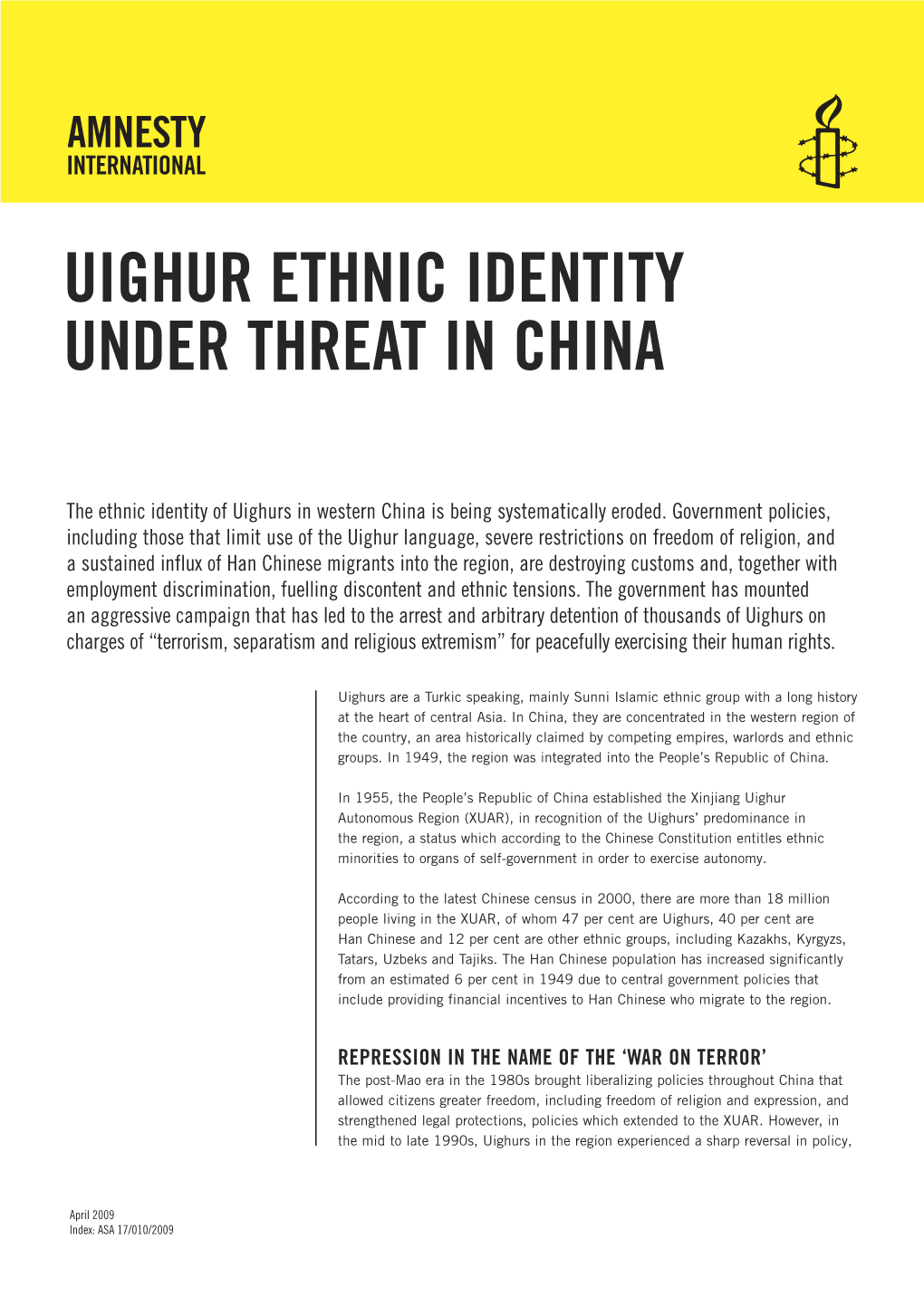 Uighur Ethnic Identity Under Threat in China