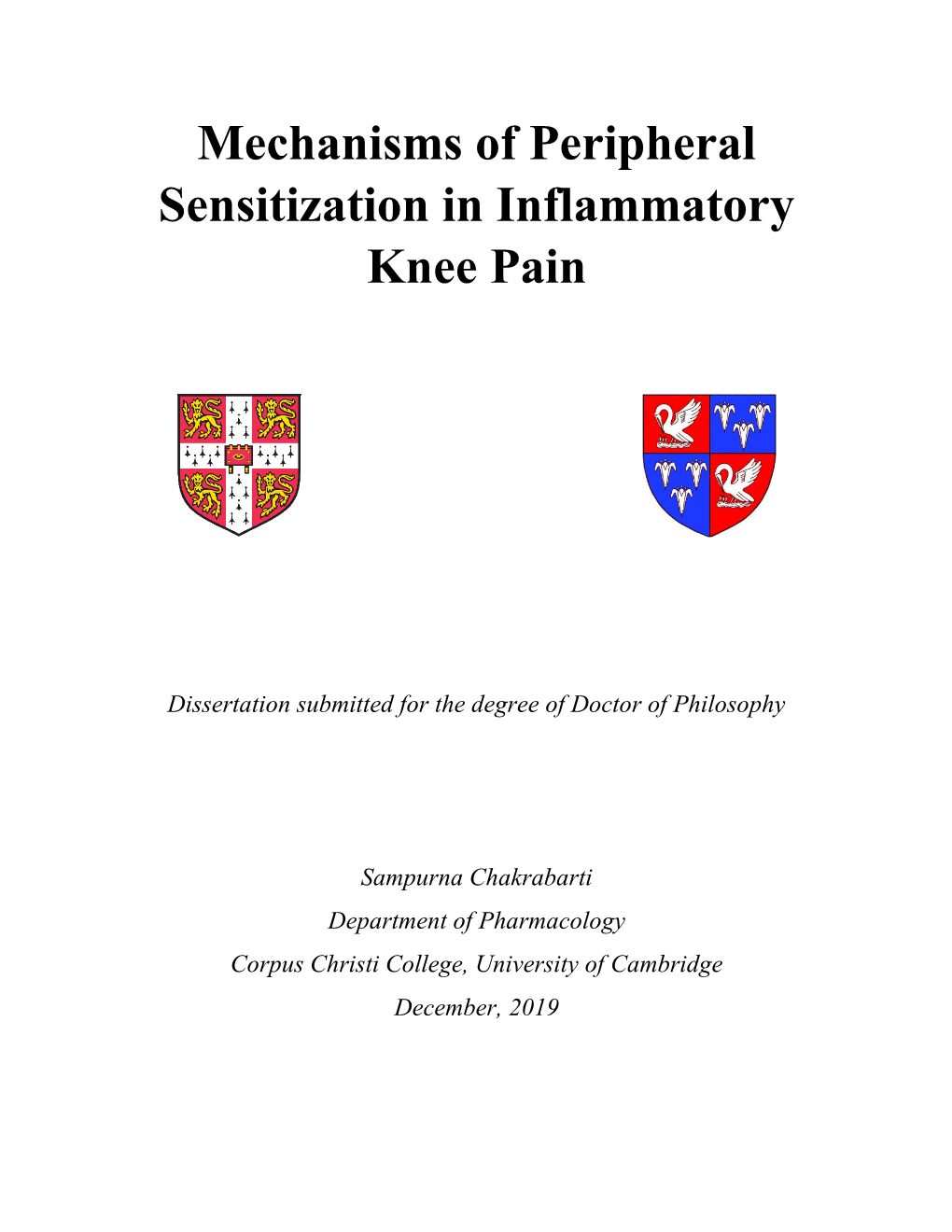 Mechanisms of Peripheral Sensitization in Inflammatory Knee Pain