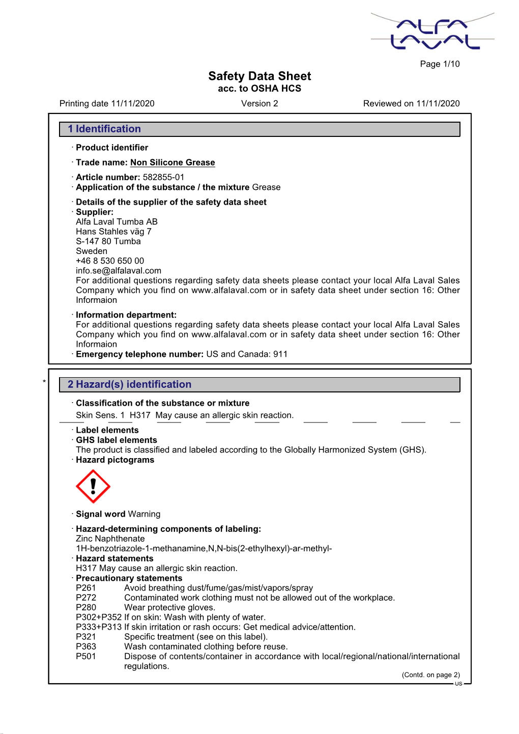 Safety Data Sheet Acc