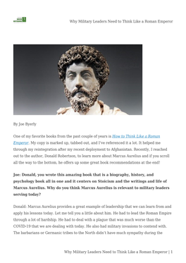 Why Military Leaders Need to Think Like a Roman Emperor